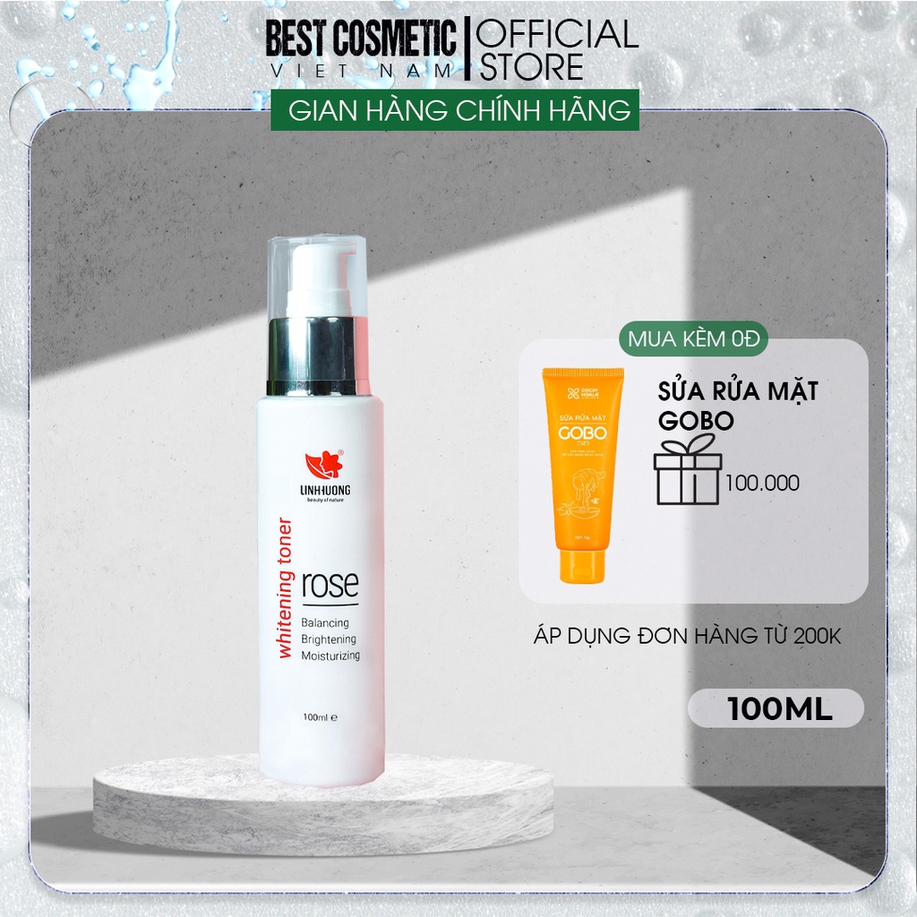 Nước hoa hồng làm sáng da se khít lỗ chân lông Linh Hương - Whitening Toner Rose 100ml