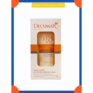 Kem chống nắng ngừa mụn decumar spf50 50g