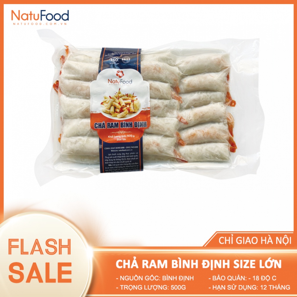 Chả Ram Bình Định Đặc Sản Size Tôm Lớn Khay 500G - Hải Sản Cao Cấp NatuFood [Chỉ Giao HN]