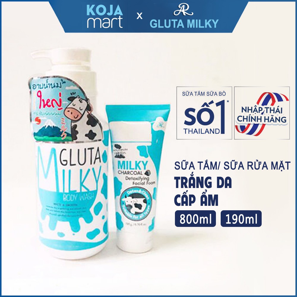 Sữa Tắm Con Bò Gluta Milky Thái Lan 800ml Tặng Sữa Rửa Mặt