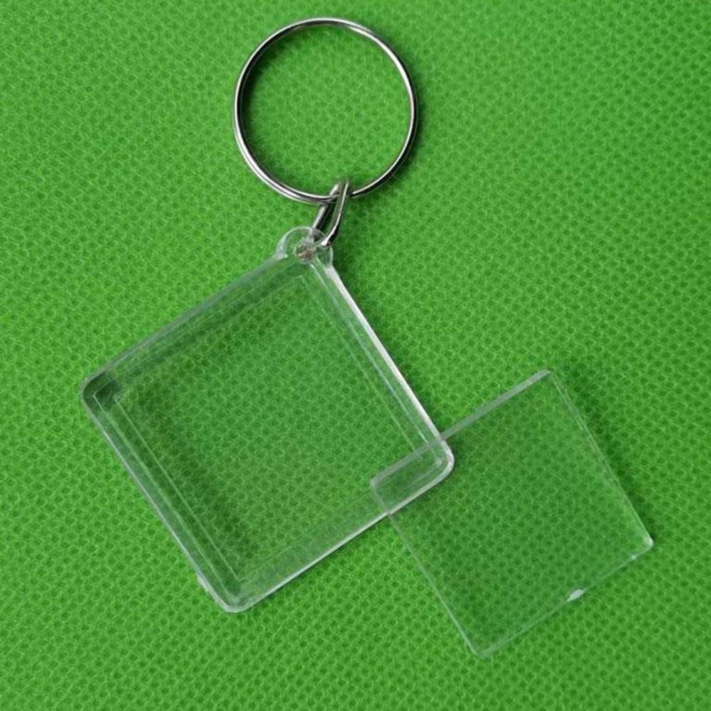 Móc Khóa Hình Vuông Bằng Acrylic Trong Suốt Dùng Làm Khung Ảnh