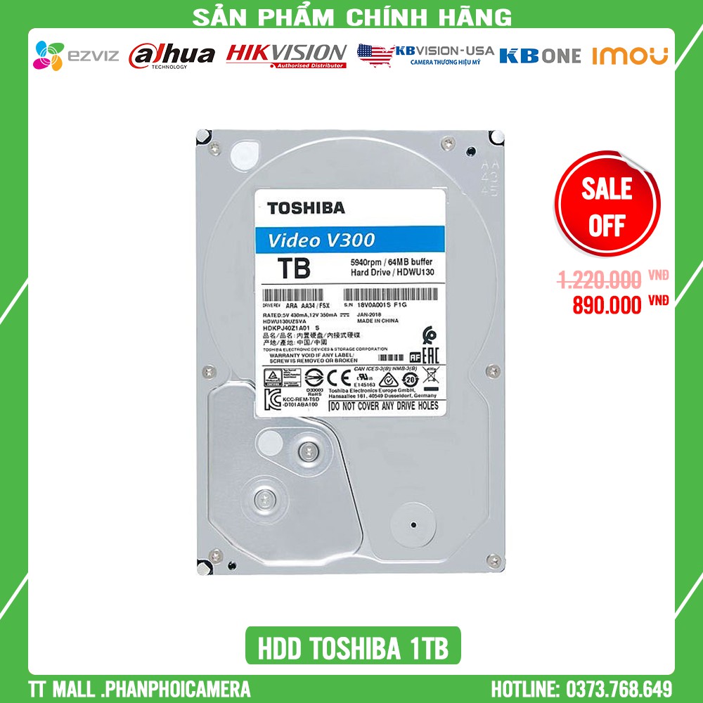 [Giá Siêu Tốt] Ổ cứng 1TB TOSHIBA chuyên dụng Camera và lưu trữ - bảo hành FPT 36 tháng