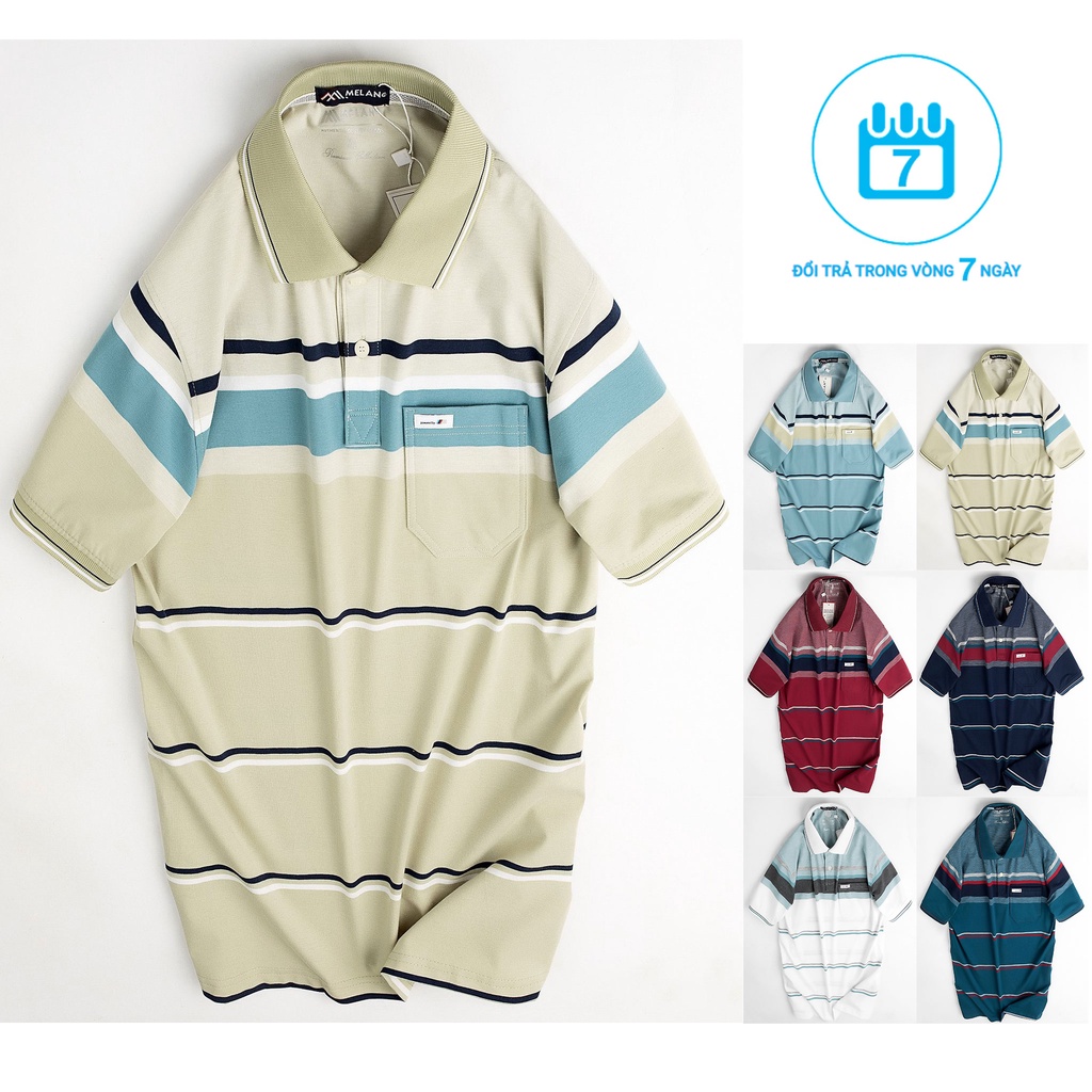 Áo thun nam có cổ trung niên vải cotton xịn loại áo thun cho người lớn tuổi có túi- ÁO THUN BIG SIZE 90KG