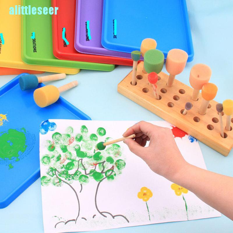 Set 4 Cọ Mút Xốp Sơn Màu Cán Gỗ Dành Cho Trẻ Em Vẽ Tranh # 4