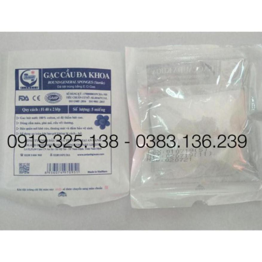 (SỈ) thùng 900 gói Gạc cầu đa khoa Fi 40x2 lớp ( 5c/gói), VT - An Lành
