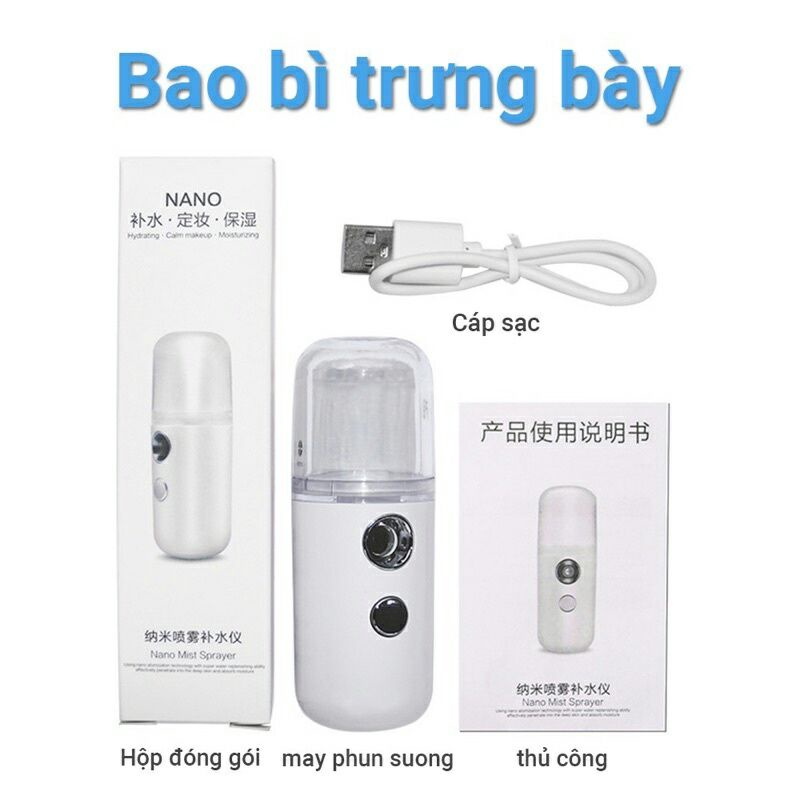 Máy phun sương nano mini cầm tay -Giữ ẩm da, chống lão hoá, làm mát da cấp tốc, sông mũi họng bảo vệ sức khỏe.