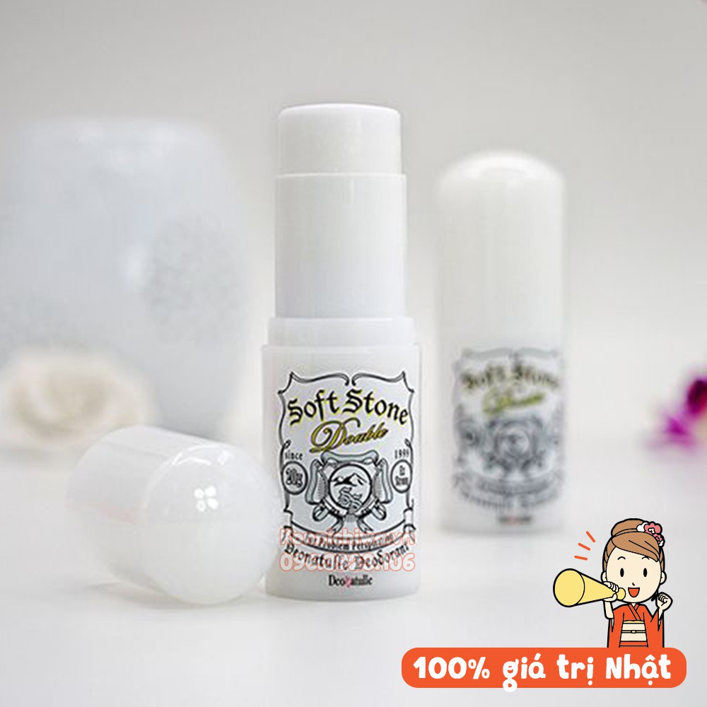 [Mẫu MỚI] Lăn nách đá khoáng SOFT STONE Deonatulle Crystal 20g | Sáp khử mùi Nhật Bản không mùi, giảm thâm vùng nách