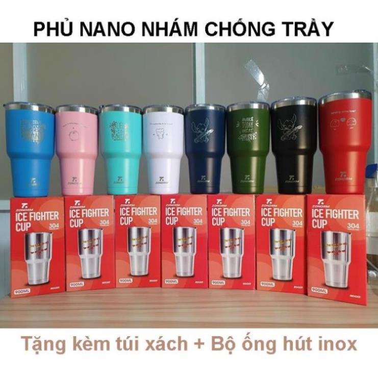 Ly giữ nhiệt 900ml - Ly giữ nhiệt có túi xách - Ly giữ nhiệt vỏ nhám chống trầy inox 304