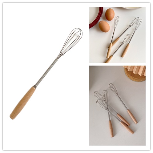 1 Cây Khuấy Kem Bằng Thép Không Gỉ Tay Cầm Bằng Gỗ