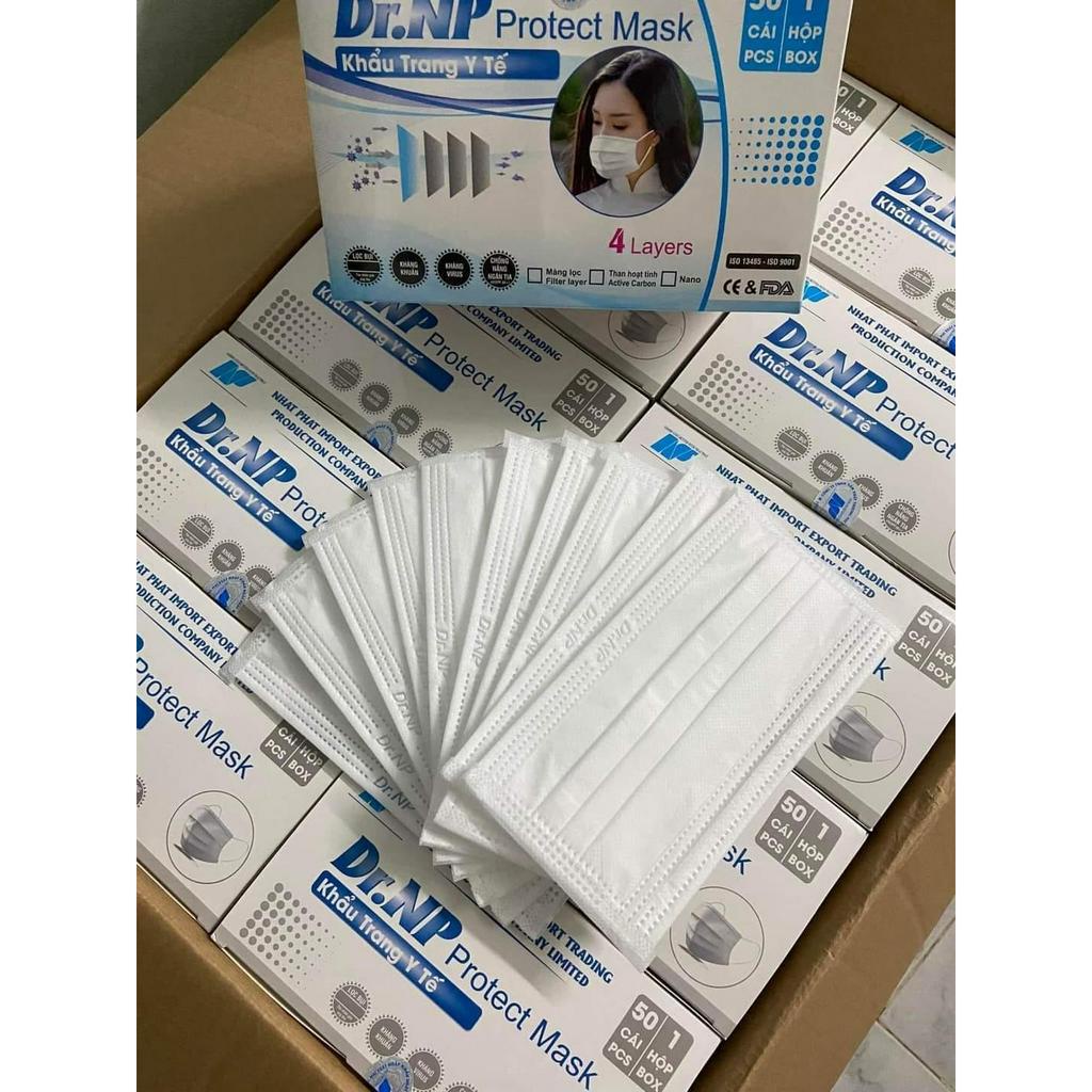 Khẩu trang y tế Dr.NP cao cấp công nghệ kháng khuẩn 4 lớp Medical Masks 50 CÁI /hộp 3 màu trắng, xanh, xám Dr.NP_