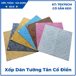 Xốp Dán Tường Tân Cổ Điển 7, Miếng Dán Tường - Tấm Dán Tường Hoa Văn - Kích thước 70x70cm, Có sẵn keo