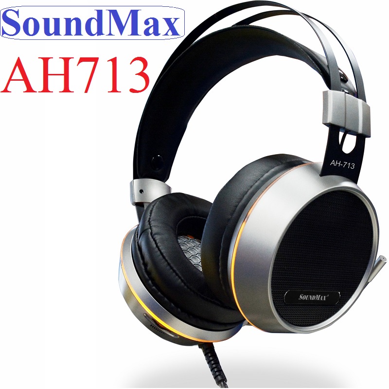 Tai nghe chụp tai jack cắm usb SoundMax AH713 có led dùng cho laptop và máy tính bàn