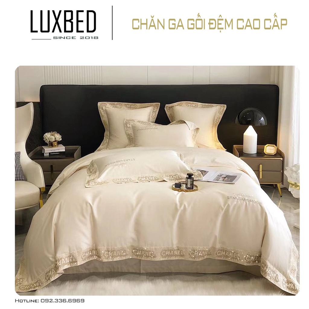 Bộ Chăn Ga Gối Lụa 100s Lady's Thêu Thương Hiệu Đẳng Cấp Sang Trọng