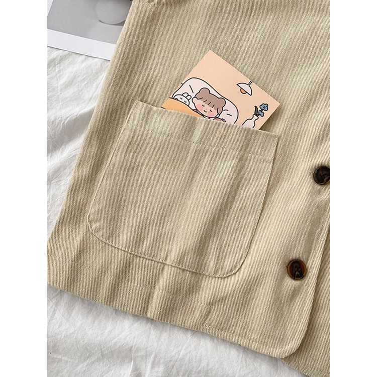 Áo Gile KaKi Cổ Tròn Khoác Ngoài Hai Túi Đơn Giản - Sốp Nhỏ Order Taobao