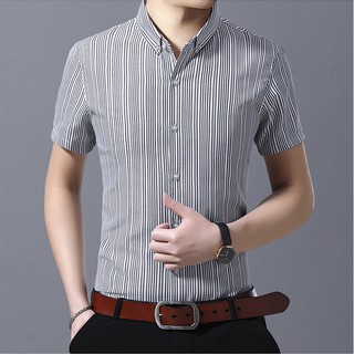 Áo sơ mi nam ngắn tay sọc kẻ - korea design cao cấp - hàng xuất khẩu