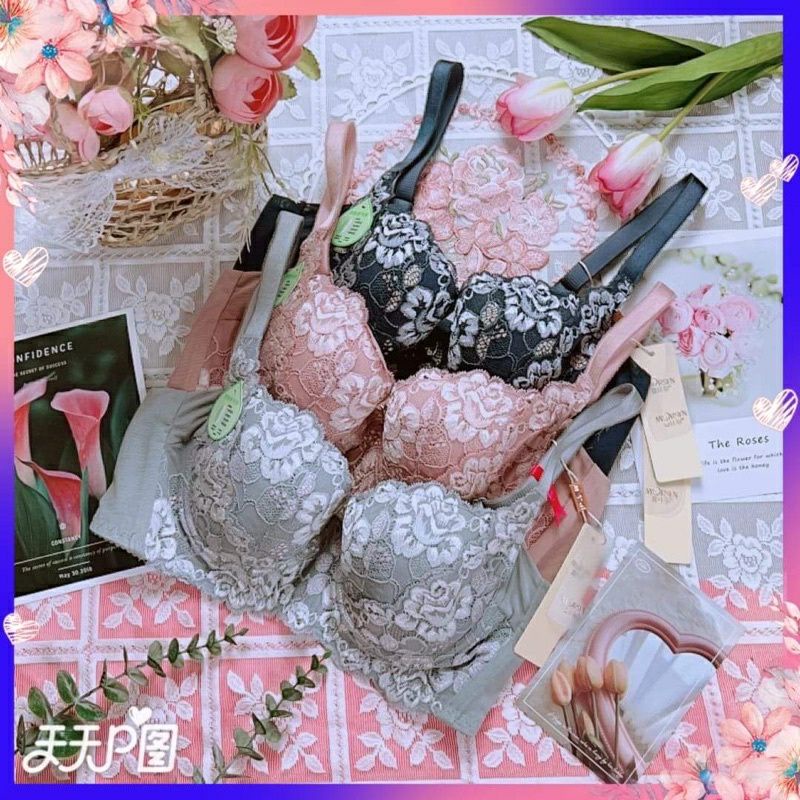 Áo lót ren mút mỏng có gọng ren thêu hoa 3D