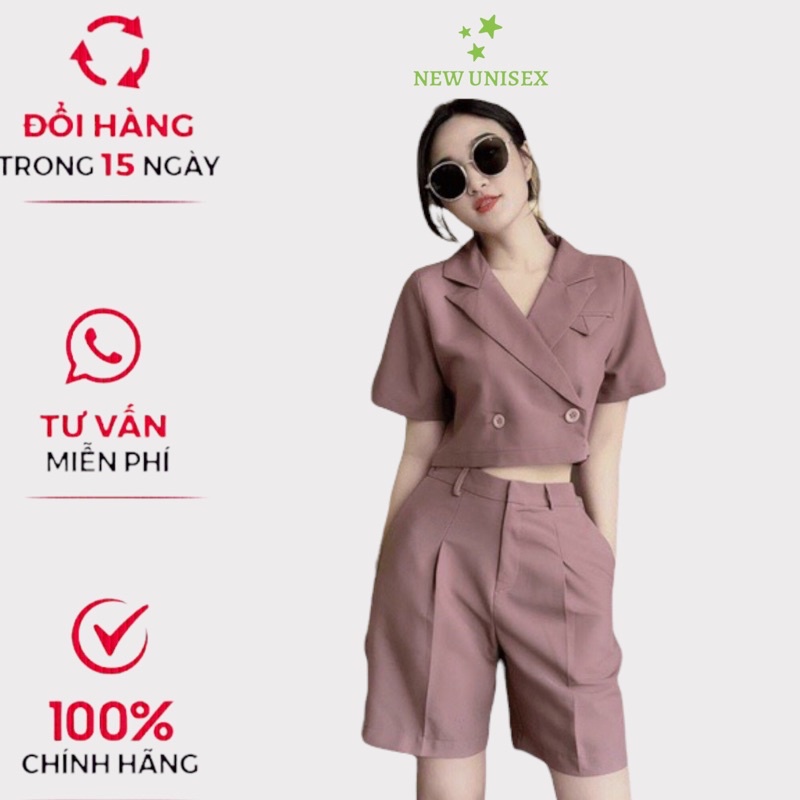 Sét Bộ Áo Cổ Vest 2 Nút Bọc Quần Ống Ngố Chất Tuyết Mưa Co Giãn Tốt Mặc Đẹp Phù Hợp Mọi Nơi [NEW UNISEX]