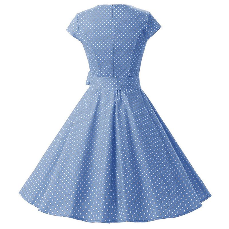 Đầm Dạ Hội Tay Dài Họa Tiết Chấm Bi Phong Cách Rockabilly 1950s