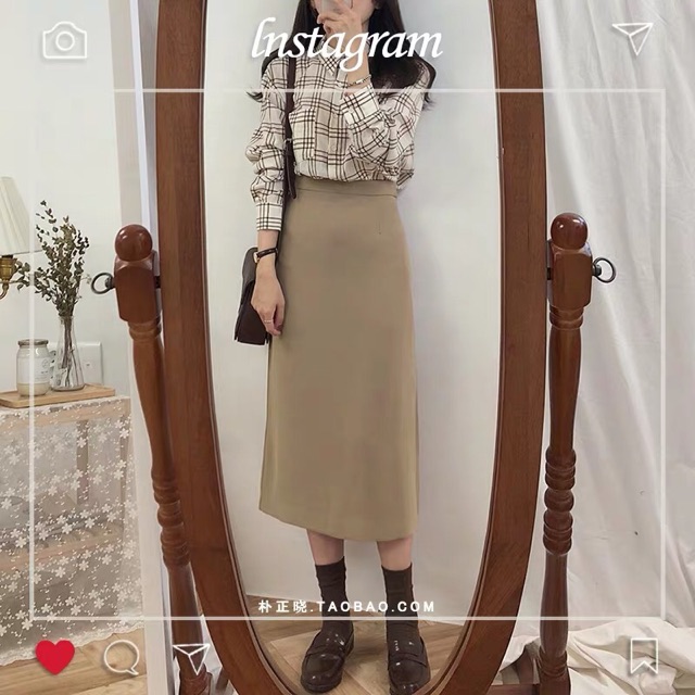 (sẵn đen 2XL ) Chân váy midi dáng suông dài ulzzang siêu xinh tiểu thư | BigBuy360 - bigbuy360.vn