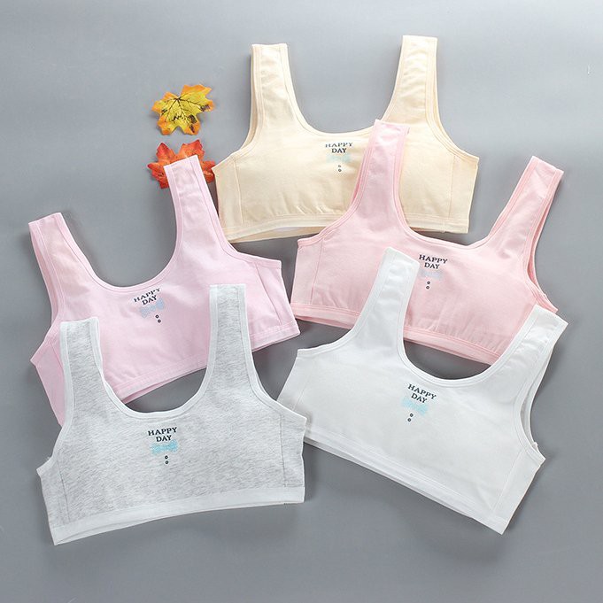 Bộ 5 áo lót học sinh nữ vải cotton dây to bản thích hợp bé gái cấp 1, cấp 2 - ao lot hoc sinh nu