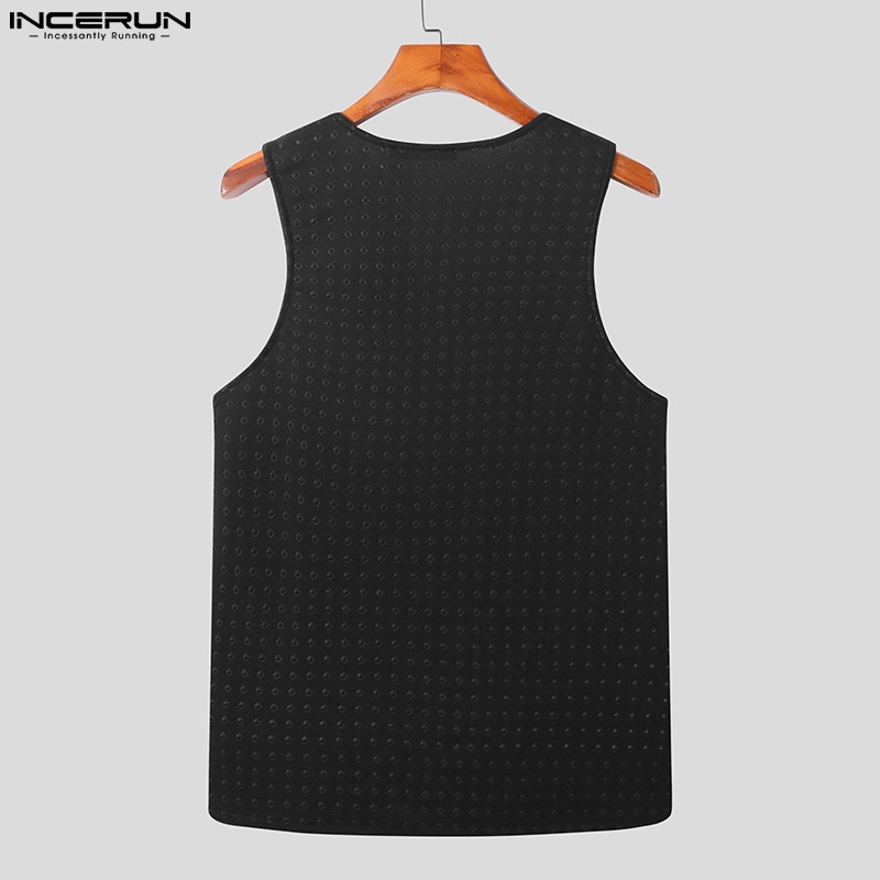 INCERUN Áo Thun Ba Lỗ Màu Trơn Phối Đinh Tán Thời Trang Cho Nam