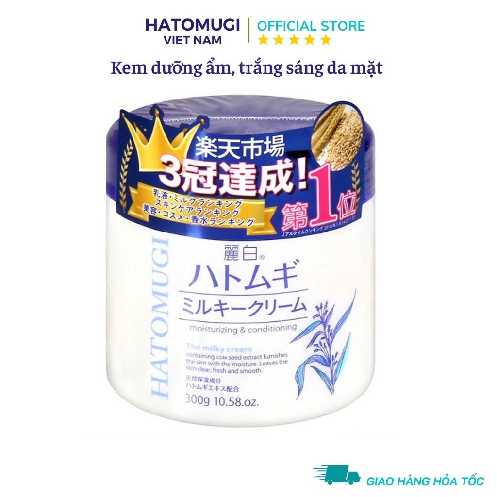 Kem Dưỡng Ẩm Trắng Sáng Da Toàn Thân Chiết Xuất Ý Dĩ Nhật Bản Reihaku Hatomugi Milky Cream 300g