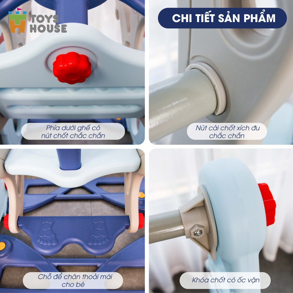 Cầu trượt có xích đu kèm khung bóng rổ, đồ chơi vận động cho bé Toyshouse WM19074, hàng chính hãng cao cấp