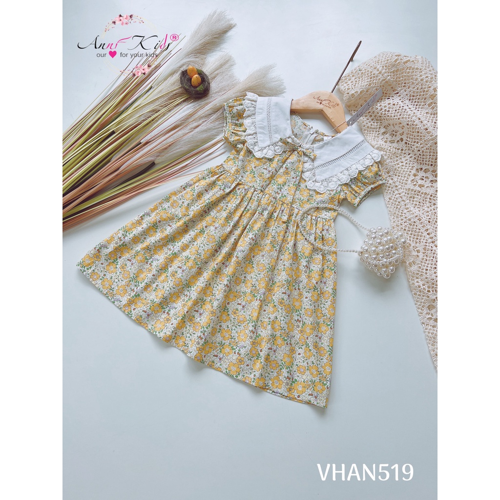 ĐẦM HOA CỔ REN BOIL THÊU CHO BÉ GÁI