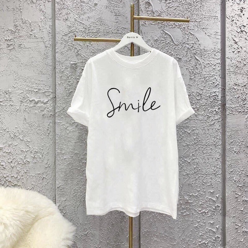 [Mã WASKT410K giảm 10K đơn 50K] ÁO PHÔNG NỮ TRẮNG CHỮ SMILE GIẤU QUẦN | BigBuy360 - bigbuy360.vn