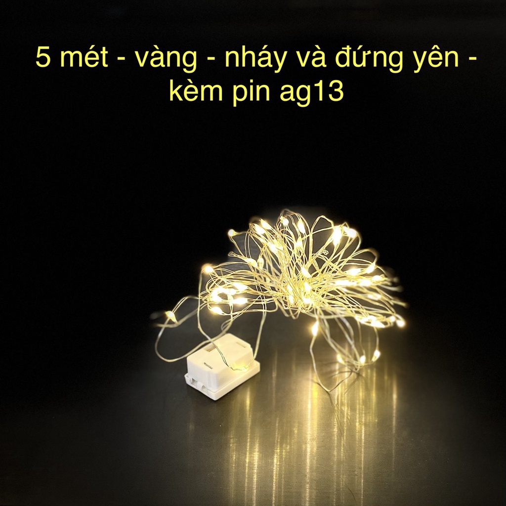 Đèn Led Đom Đóm Xài Pin 5 Mét 50 Bóng Fairylight Trang Trí Quán Cà Phê, Nhà Cửa, Góc Học Tập