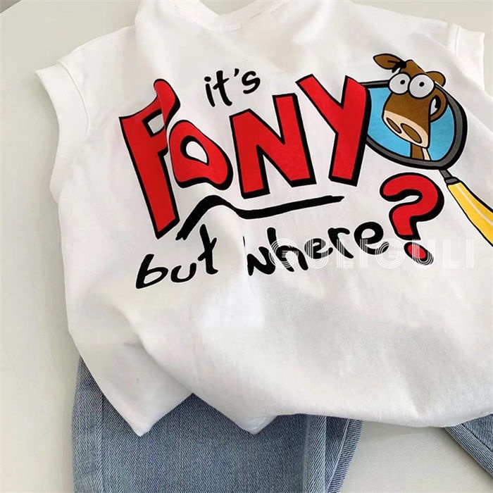 Áo Thun 100% cotton Sát Nách Dáng Suông In Họa Tiết Hoạt Hình Đáng Yêu Cho Bé
