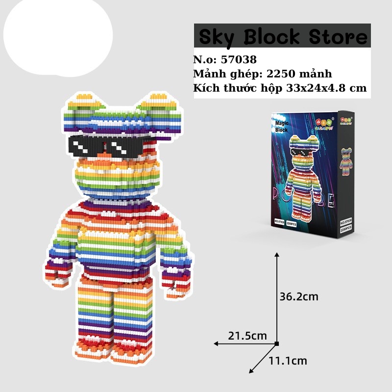 Đồ chơi lắp ráp, đồ chơi lắp ghép 3D mô hình bearbrick 36cm