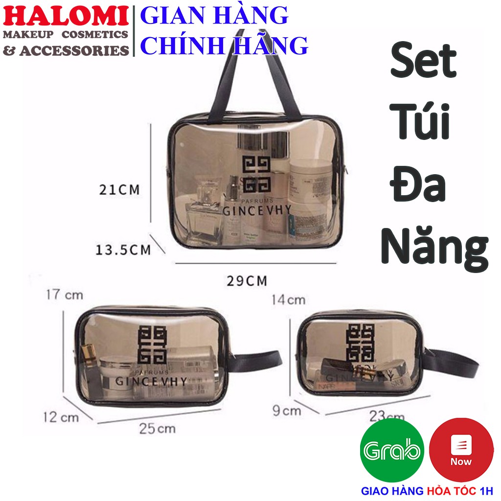 Set 3 túi đựng mỹ phẩm chính hãng HALOMI tiện lợi với 3 kích thước tiện ích cho du lịch và thẩm mỹ