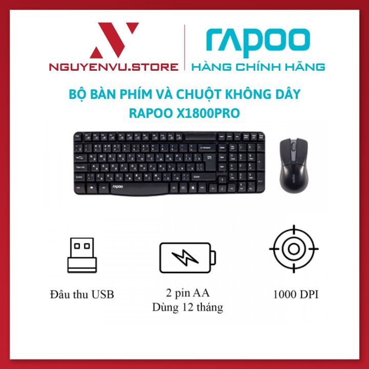 Bộ Bàn Phím Và Chuột Không Dây Rapoo X1800PRO (Rapoo X1800 PRO) - X1800S - Hàng chính hãng