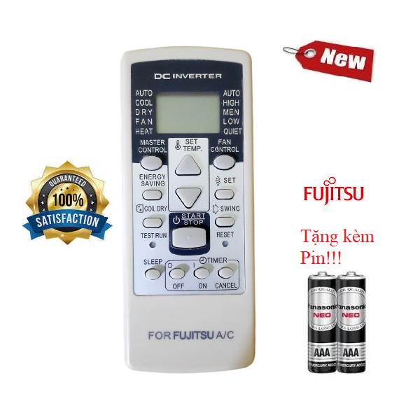 Điều khiển điều hòa Fujitsu 1&amp;2 chiều Inverter- Hàng tốt 100% Tặng kèm Pin!!!