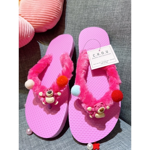 Dép gấu hồng