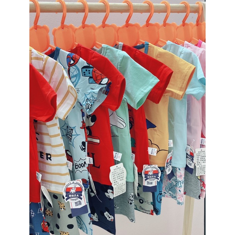 Bộ Lửng Cotton Xuất Hàn, Đồ Bộ Áo Cộc Quần Lửng Cho Bé Trai Size 10-15kg
