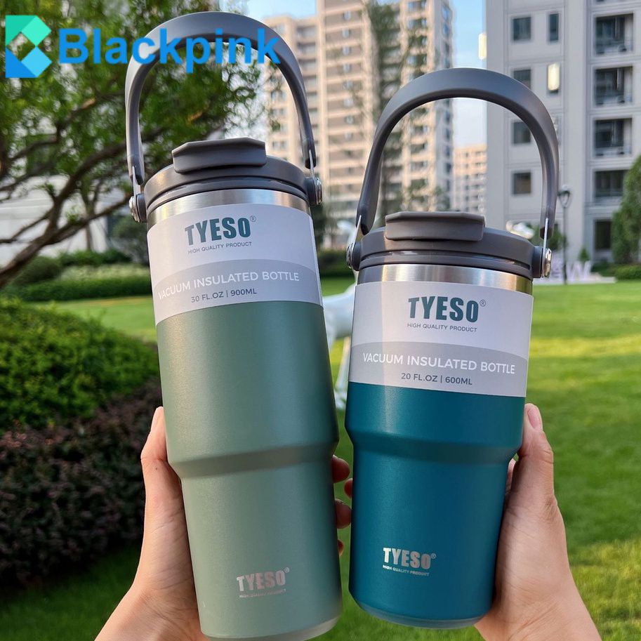 Tyeso Mới Cà Phê 2 Lớp Cách Nhiệt Lạnh Nồi Nước Di Động Băng Lớn Dung Tích Đôi Dây Thép Không Gỉ Uống xe Ô Tô Cốc Giữ Nhiệt Màu Cà Phê Cốc Tập Uống Giữ Nhiệt Có Ống Hút Blackpink