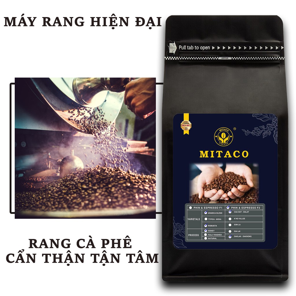 Cà Phê Rang Xay Hảo Hạng F2 MITACO COFFEE (Gói 1kg)