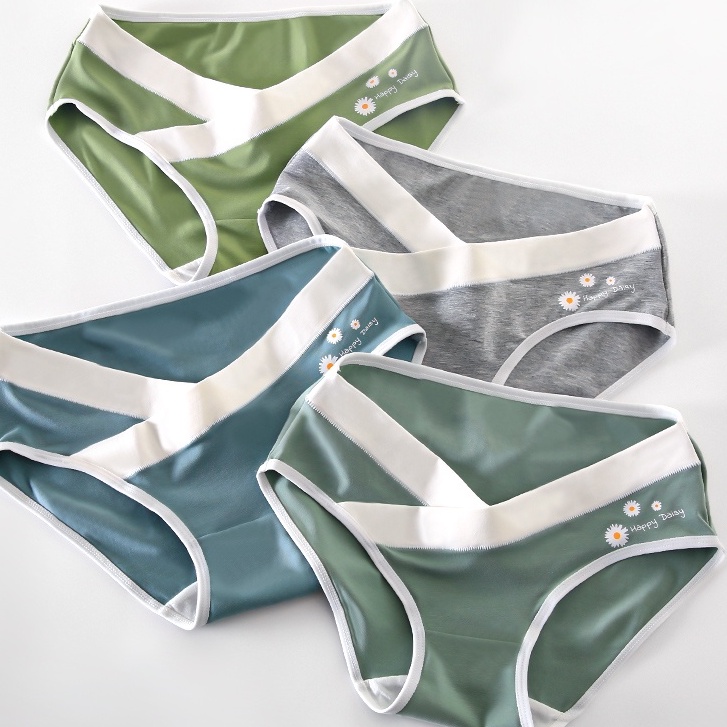 Quần Lót Bầu Hoa Cúc Cạp Chéo Vải Cotton Kháng Khuẩn Siêu Mềm Thoáng Khí