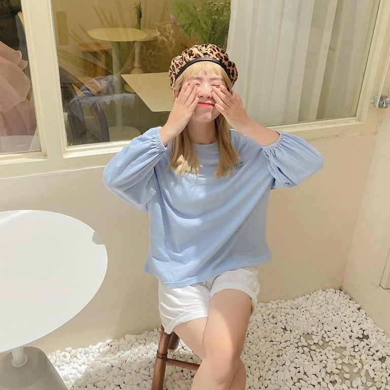 ÁO SWEATER TAY PHỒNG THÊU HOA CÚC KIỂU DÁNG ÁO THUN NỈ TAY CHUN HOA XANH ULZZANG HOT HIT | BigBuy360 - bigbuy360.vn