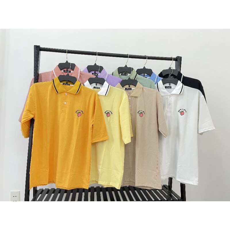 Áo polo Full size % Hình Thật B'teen TRÁI ĐÀO TAY LỠ UNISEX THÊU YOURE A PEACH