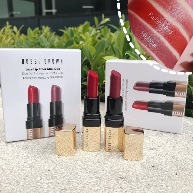 Set son Bobbi Brown Luxed Up Lipstick Duo Parisian Red và Red Velvet