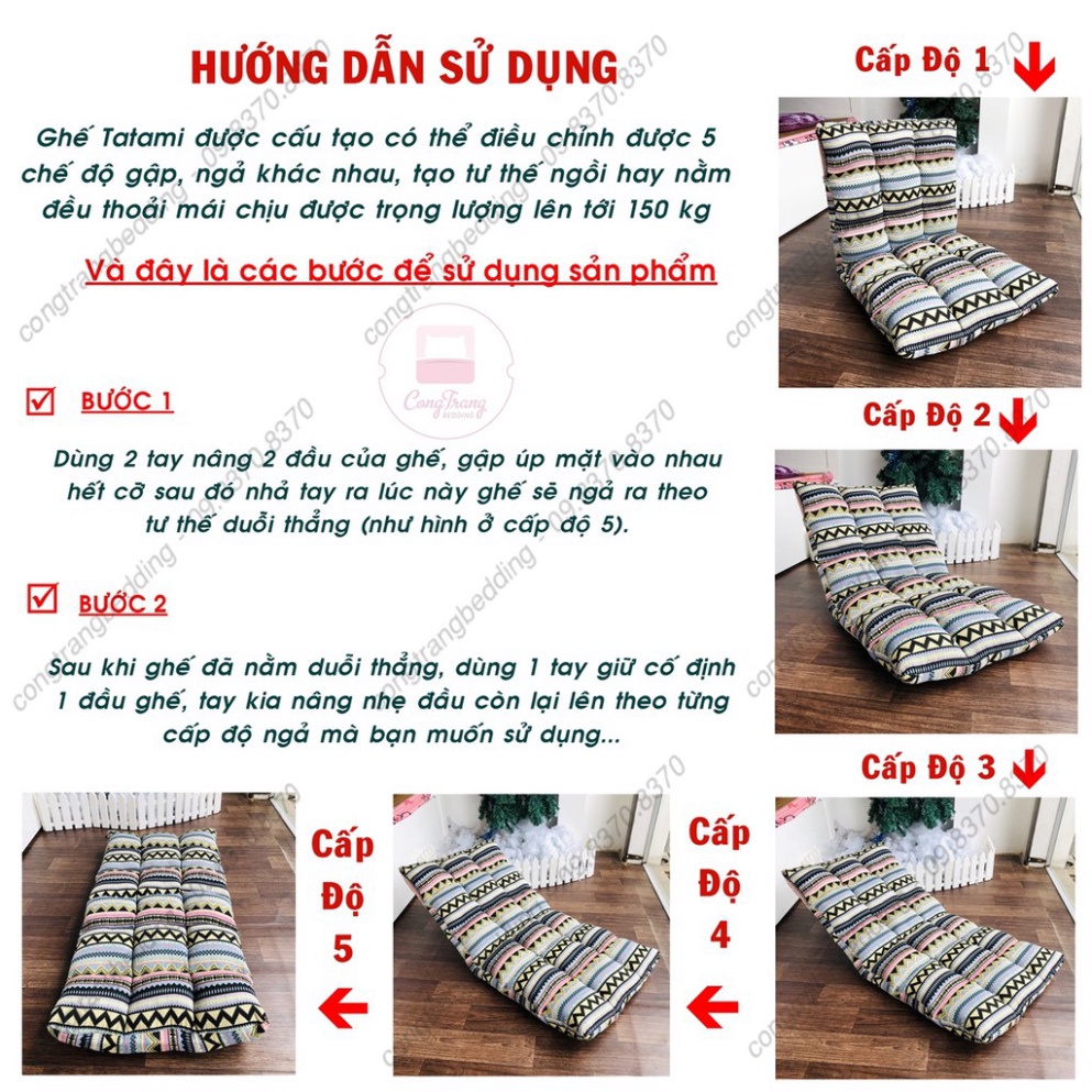 Ghế bệt nhật bản, Ghế ngồi bệt tựa Lưng tatami kiểu nhật điều chỉnh 5 cấp độ, Chịu trọng lượng 150kg- Kanta store