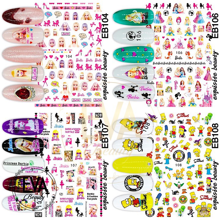 Decal Dán Móng Tay 3D Nail Sticker Hoạ Tiết Hoạt Hình Búp Bê Barbie Fashion EB107