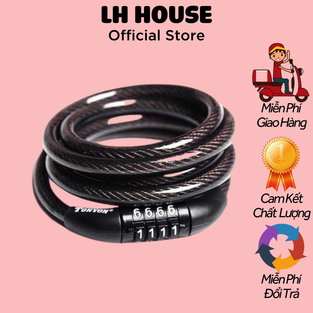 Khóa dây xe đạp xe máy 4 số cao cấp chống cắt bảo vệ an toàn- Lh House Official Store