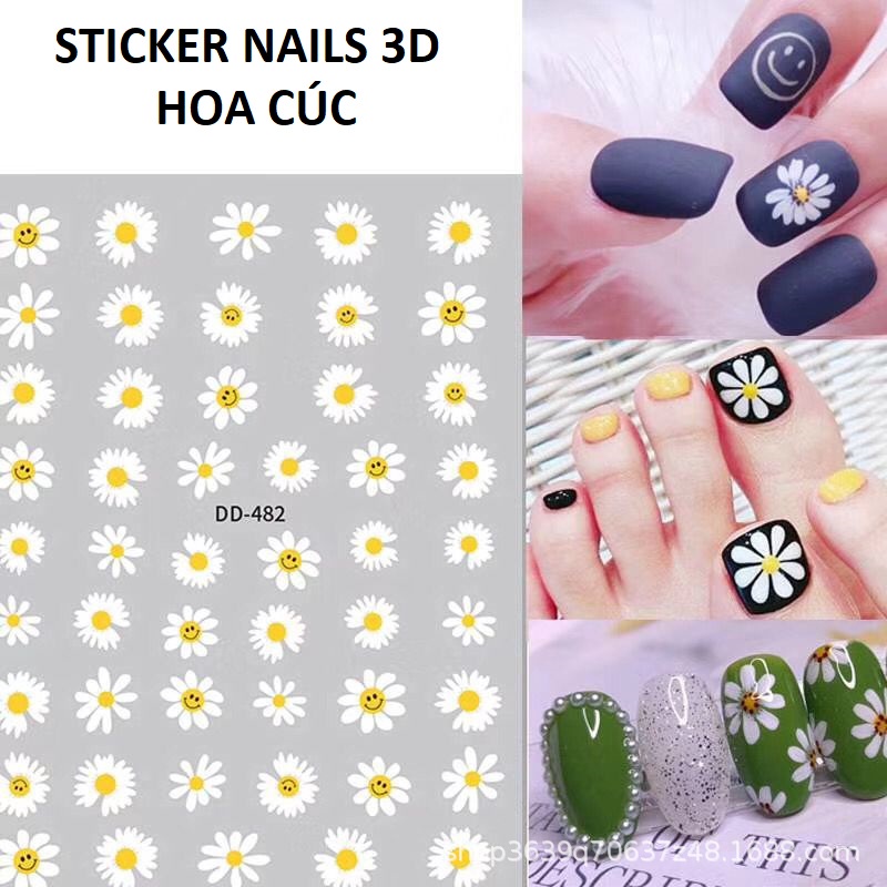 Sticker 3D - Hình Dán Móng Daisy Hoa Cúc 482