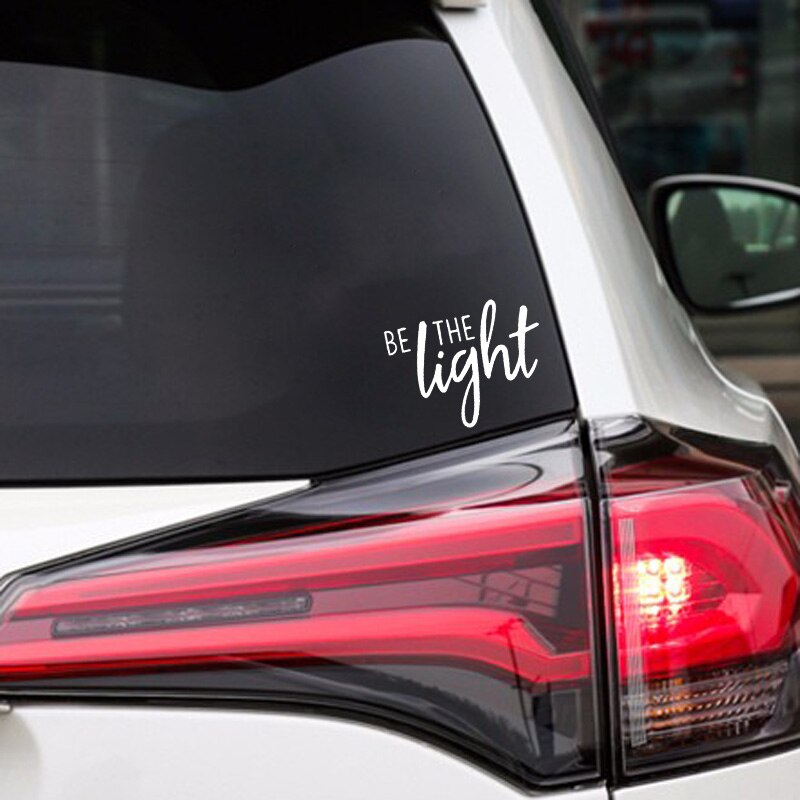 Decal dán trang trí xe mô tô/xe hơi hoạ tiết chữ tiếng anh Be The Light bằng chất liệu vinyl kích thước 12.5CM*10CM