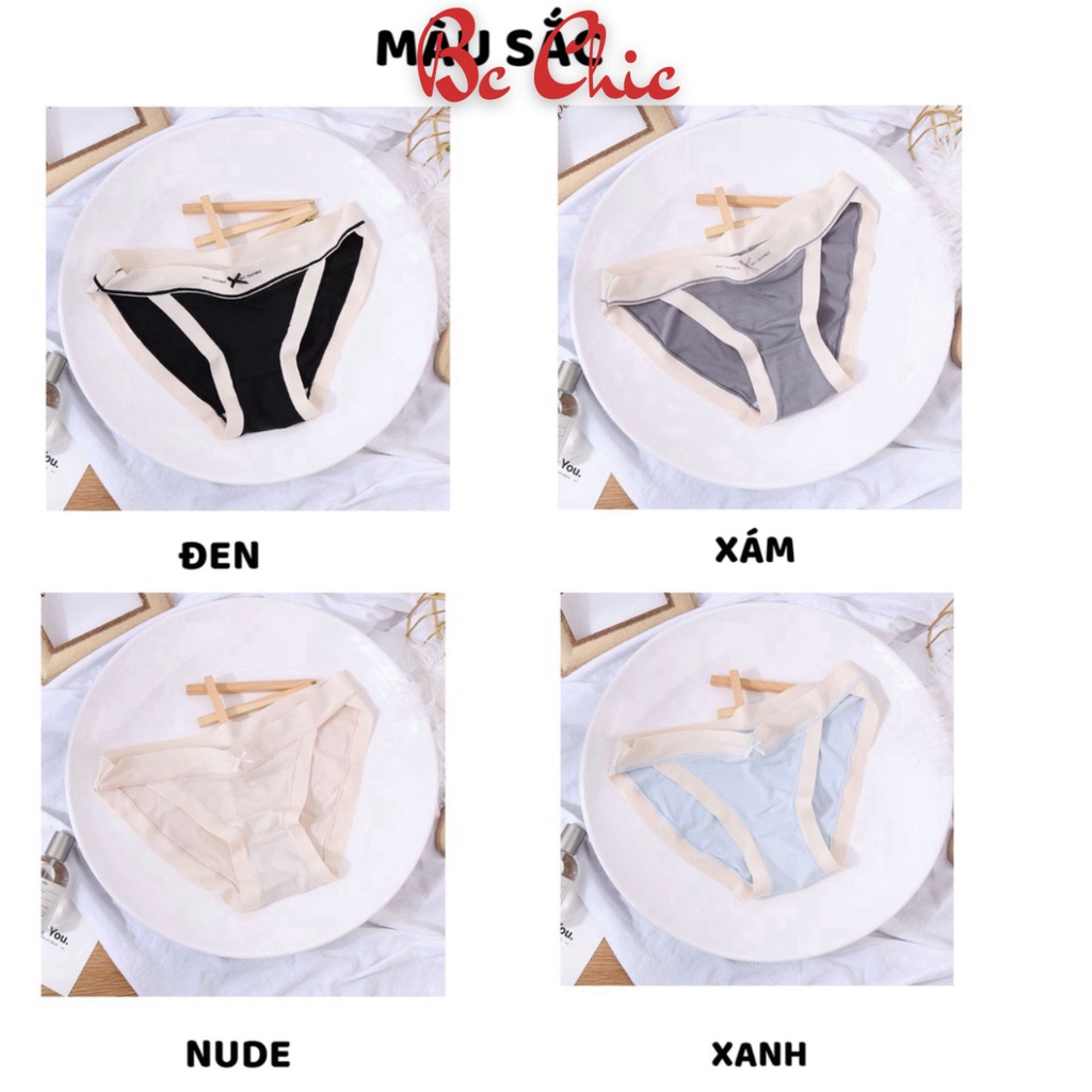 Quần Lót Nữ , Quần Lót Nữ Cotton viền chun đính nơ nhỏ thoáng mát ôm dáng MÃ quần S05 BC_CHIC LINGERIE