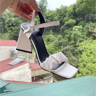 GIÀY NỮ GIÀY SANDAL CAO GÓT 8CM DA LÌ QUAI NGANG NHÚN